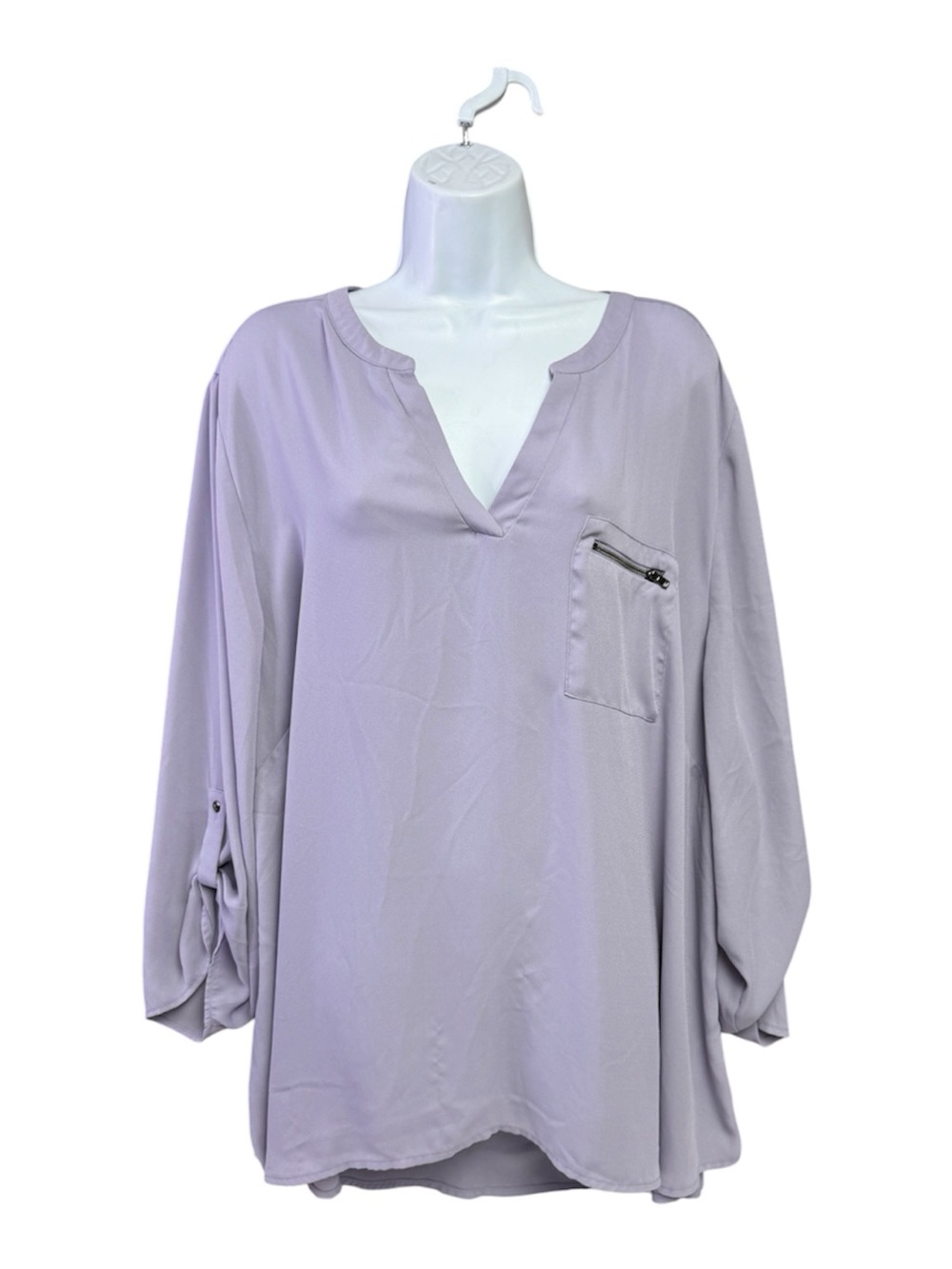 Maurices Lavender Split-Neck Tunic with Zip Pocket size 4 plus size